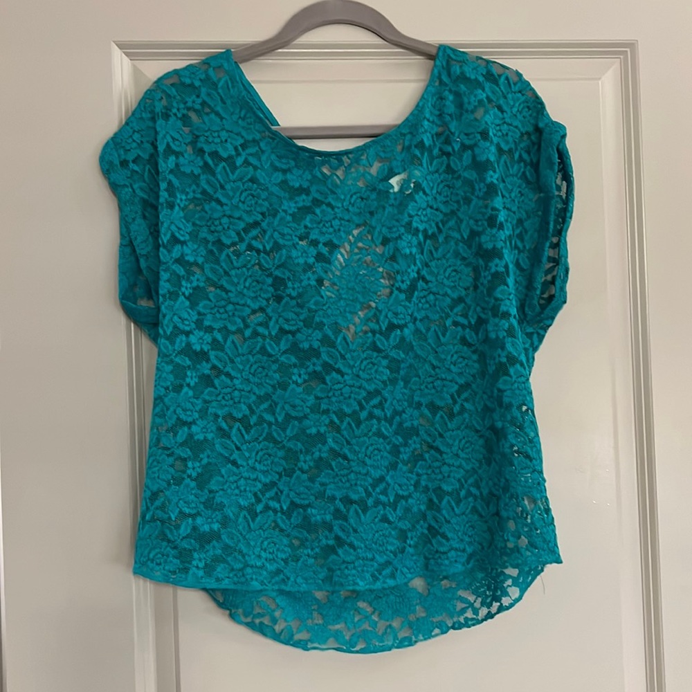 Aerie Turquoise Lace Top